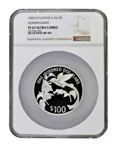 W}CJ $100 1987 Vo[ 4.04IXProof NGC PF67UC 'Hummingbird' gbv|bv!