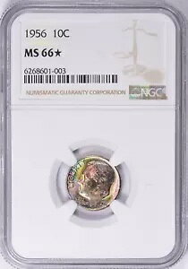 1956 P ���[�Y�x���g �_�C�� 10? 90% �V���o�[ NGC MS66* �X�^�[ �C���N���f�B�u ���C���{�[ �g�[�� �R�C��