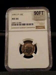 1991-P ���[�Y�x���g �_�C�� NGC MAC MS66 90FT