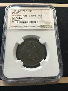 1844 Can.Token**PC-1B3�ABreton #527�ANGC �O���[�h**AU-58** �n�[�t�y�j�[ �g�[�N��