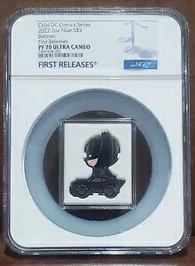2022 NGC PF 70 NIUE 2oz �V���o�[ $5 BATMAN CHIBI U/C / ���񃊃��[�X