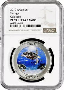 Aruba 5 florin 2019�ANGC PF69 UC�A�uTurtuga�v���