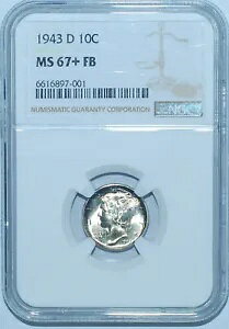 1943 D NGC MS67+FB �t���o���h �}�[�L�����[ �_�C��