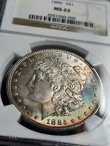 1885 ���[�K�� �V���o�[ �_���[ - NGC MS 62 ���ʃ��C���{�[ �g�[�j���O�u�g���N�^�[ �r�[���v?