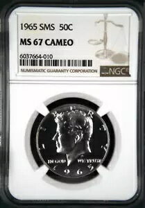:1965 SMS 50C Kennedy Half Dollar NGC Rare Superb MS 67 Cameo Low-Pop High Grade