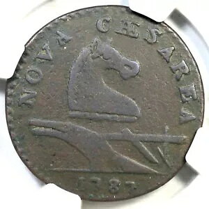 1787 M 52-I R-3 NGC F 15 アウトライン シールド ニュージャージー コロニアル銅貨