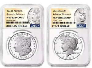 2024 S ���[�K�� & �s�[�X �V���o�[ �_���[ $1 NGC PF70 UCameo Advance �� AD �v���[�t�������[�X