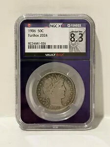 1906 50C NGC AU53 - 理容室ハーフダラー - 金庫箱ファンボックス - パープルコア