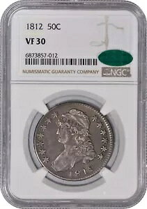 1812 �o�X�g �n�[�t�_���[ 50c NGC VF30 CAC - 100% �I���W�i��!