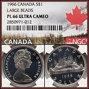 1966 �J�i�_ $1 �V���o�[ �_���[ ���[�W �r�[�Y NGC PL 66 �E���g�� �J���I �v���[�t�� UCAM