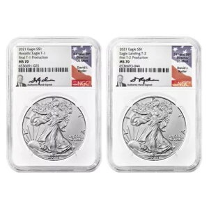 2021 $1 T1 ����� T2 �V���o�[ �C�[�O�� �Z�b�g NGC MS70 �ŏ��ōŌ�̐��Y David ...