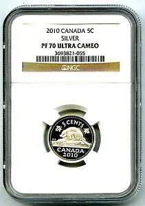 2010 �J�i�_ �V���o�[ �v���[�t 5 �Z���g NGC PF70 UCAM �j�b�P�� �X�[�p�[ ���A 1 �����m���Ă��܂�