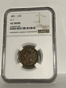NGC AU-58 BN 1851 �҂ݍ��݃w�A �n�[�t�Z���g�A�V���[�v�ȃX�g���C�N�A����̂���W�{�B