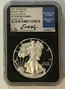 2021-W �V���o�[ �w�����f�B�b�N �C�[�O�� T-1 NGC PF70 ULTRA CAMEO �T�C������ Edmund Moy FDOI!