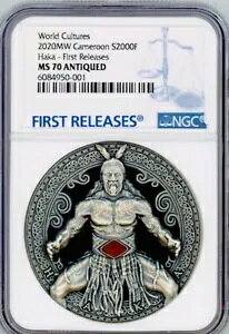 HAKA WORLD CULTURES 2020 �J�����[�� 2�I���X .999 �V���o�[ �R�C�� �J�[�l���A�� NGC MS 70 FR�t��