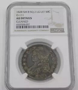 1828 SM 8 SQ 2 LG LET 50c �o�X�g �n�[�t�_���[ O-111 NGC AU �ڍ׃N���[�j���O�ς� (594)
