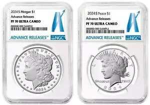 2024 S ���[�K�� & �s�[�X �V���o�[ �_���[ $1 NGC PF70 UCameo Advance �����[�X #1585