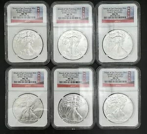 �V�b�N�X (6) 2014 S $1 �A�����J�� �V���o�[ �C�[�O�� - NGC MS70 ���������[�X �O���[�h MS70 San