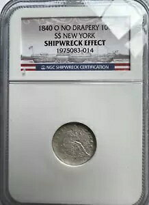 SS �j���[���[�N 1840 O NO DRAPERY ��j�D�G�t�F�N�g SEATED LIBERTY DIME TREASURE