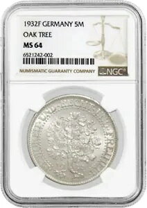 1932 F 5 �}�[�N �V���o�[ �h�C�c ���C�}�[�����a�� �I�[�N �c���[ NGC MS64 ������
