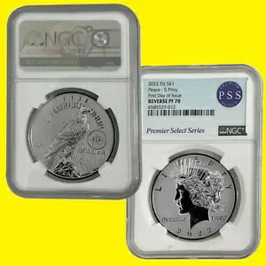 Peace S $1 Silver Dollar NGC RV PF 70 発行初日 2022 造幣局 3.5k フィジー