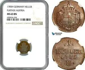 AK193�A�h�C�c (����ɃI�[�X�g���A) Joseph II�A1 Heller 1785 H�ANGC MS63BN�A�g�b�v �|�b�v