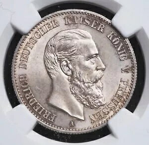 1888�N�A�v���C�Z���A�t���[�h���q3���B�V���o�[2�}�[�N�R�C���B 1�N�^�C�v�I NGC MS64(+)