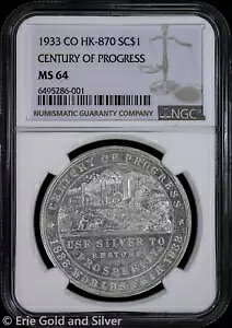 1933�N SC$1 1�I���X �V���o�[ CO HK-870 �i���̐��I ������h�� NGC MS 64