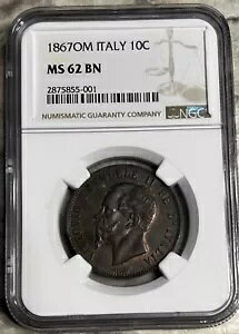 1867 OM C^A 10 Centesimi NGC MS 62 BN 킸ɍׂBɒԂłB