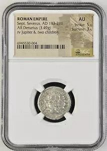 ローマ帝国 - セプティミウス セウェルス - AD 193-211 - デナリウス銀貨 - NGC AU RIC:226