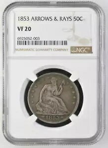 1853 A[YCY uE 50C NGC VF 20
