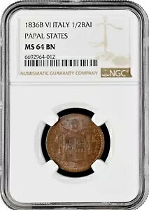 ���c���� 1/2 baiocco 1836 B�ANGC MS64 BN�A�u�O���S���E�X 16 �� (1831-1846)�vTopPop1/0