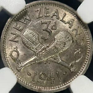 �j���[�W�[�����h�B 1941�N�A3�y���X�A�V���o�[ - NGC AU58 - KGVI�A�N���X�p�g�D�A�L�[���t