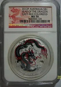 2012 �J���[���C�Y�h �V���o�[ �h���S�� �O���[ ���b�h NGC MS 70 �h���S�� ���x��