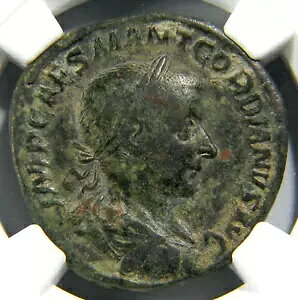 ���[�}�R�C�� �S���f�B�A�k�X 3 ��/���x�����^�X AD 238-244 ? Sestertius NGC Choice Fine