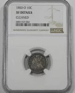 NGC Authentic 1850-O Liberty Seated Dime XF �ڍ� �V���o�[ 10c