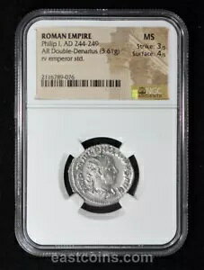 NGC MS 3/5 - 4/5 AD 244-249 ���[�}�鍑 �t�B���b�v 1 �� �V���o�[ �A���g�j�j�A�k�X (23mm�A3.