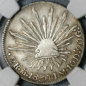 1830-Mo NGC VF Det Mexico City 2 Reales Cap Rays Vo[ A RC (21110703C)