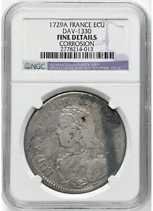 France 1729 a LOIUIS XV K͂Ȗ ECU - DAV 1330 NGC FINE ڍ