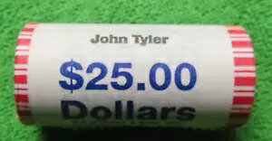 2009 D ジョン タイラー 未開封 25 コイン ミント ロール 大統領ゴールド ダラー