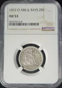 1853 O 25C NGC AU53 ARR & RAYS 3024755-018 V[ebh oeB NH[^[