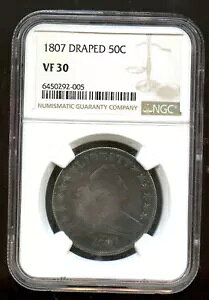 1807 50c �h���[�v �o�X�g �n�[�t�_���[ �R�C�� NGC VF 30