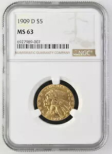 1909-D $5.00 CfBA S[h n[t C[O NGC MS63 (iCX RC)
