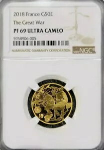 2018 �t�����X �S�[���h 50 ���[�� ��ꎟ���E��� NGC PF 69 �E���g�� �J���I ���A �g�b�v �|�b�v