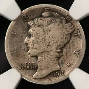 1916-D 10c �}�[�L�����[ �_�C�� - �N���X�e�B - �I���W�i���Ɠ��l�̃t�F�C�X�A�b�v - NGC �O�b�h �f�b�c - B4467
