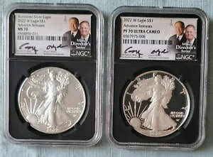 2022 S$1 �V���o�[ �C�[�O���X PF70 & MS70 BURNISHED ������s�����[�X MOY/RYDER