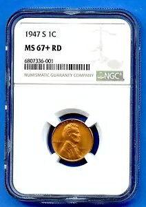 1947 S NGC MS67+RD �����J�[�� �����Z���g 1c �E�B�[�g�y�j�[ 1947-S MS-67+ RD �g�b�v�|�b�v�I