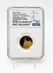 イギリス 2023 25ポンド ハリー・ポッター ホグワーツ 1/4オンス ゴールド プルーフ コイン NGC PF70
