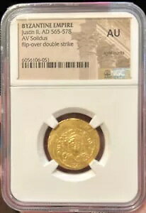 Justin II AV Solidus S[h rU` RC 565-578 AD - F NGC Choice AU