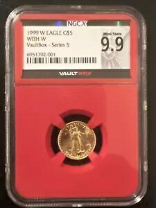 1999-W $5 �S�[���h �C�[�O�� �������v���[�t �_�C NGC MS69 �{�[���g �{�b�N�X 1/3 �V���[�Y 5